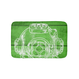 Scuba diving green bath mat