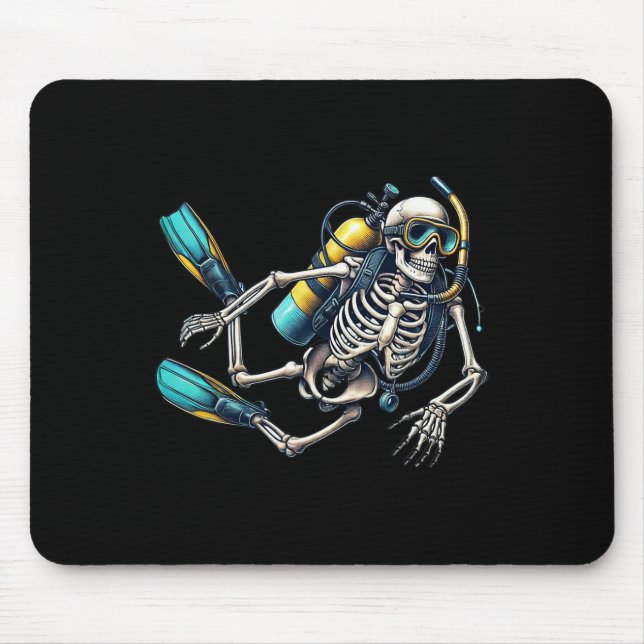 Scuba Diving Halloween Skeleton Scuba Diver  Mouse Pad (Front)