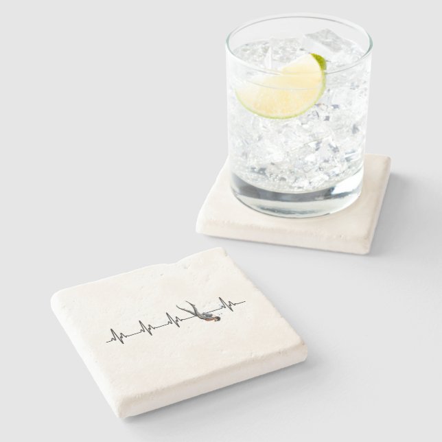 SCUBA Diving Heartbeat Stone Coaster (Side)