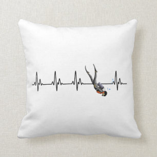 SCUBA Diving Heartbeat Throw Pillow