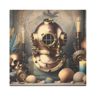SCUBA DIVING HELMET METAL PRINT