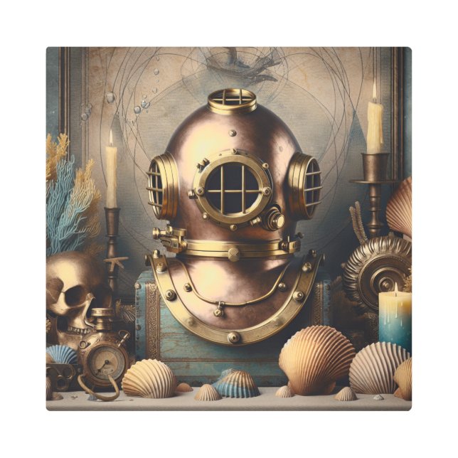 SCUBA DIVING HELMET METAL PRINT (Front)