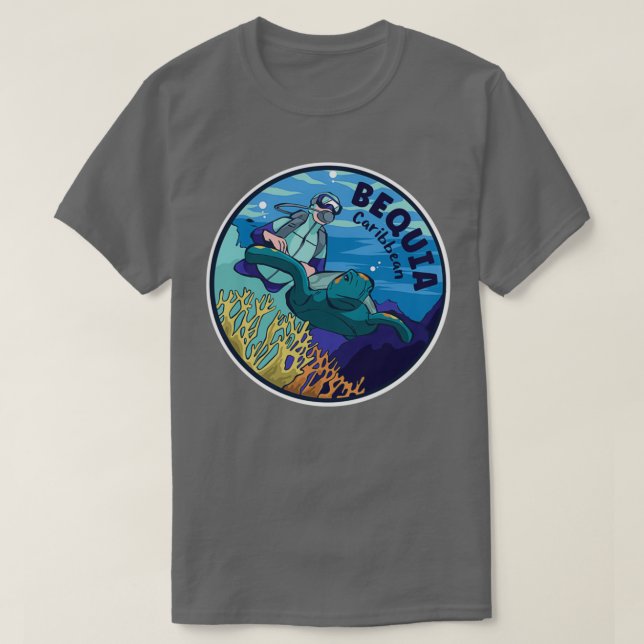 Scuba Diving In Bequia Caribbean T-Shirt (Design Front)