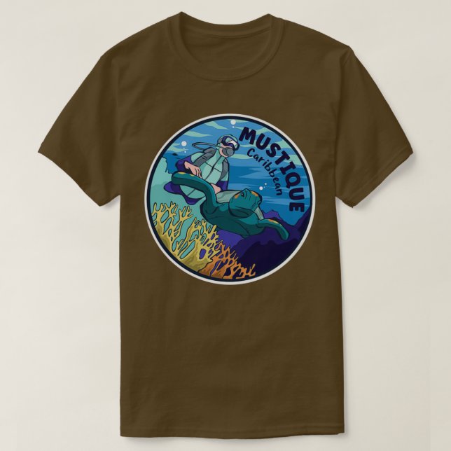 Scuba Diving In Mustique Caribbean T-Shirt (Design Front)