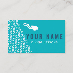 Scuba Diving Lessons Instructor Diver Sea Color  Business Card