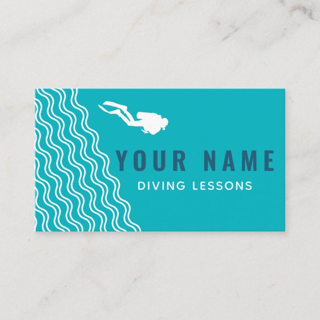 Scuba Diving Lessons Instructor Diver Sea Color  Business Card (Front)