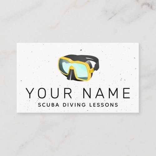Scuba Diving Lessons Yellow Mask Goggles Grungy    Business Card