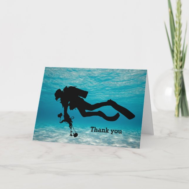 Scuba Diving Letterpress Thank You Card (Front)