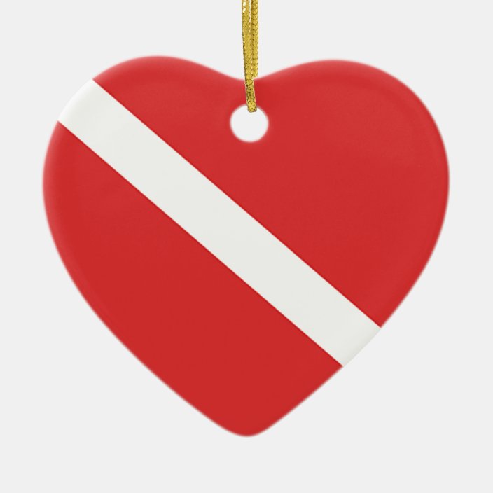 Scuba Diving Logo Diver's Red White Flag Ceramic Ornament
