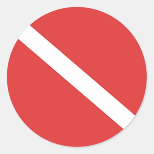 Scuba Diving Logo_ Divers Red White Flag Classic Round Sticker