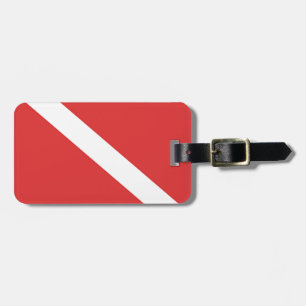 Scuba Diving Logo- Diver's Red White Flag Luggage Tag