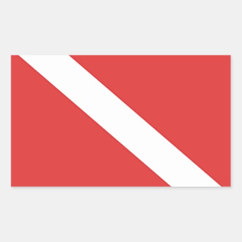 Scuba Diving Logo_ Divers Red White Flag Rectangular Sticker