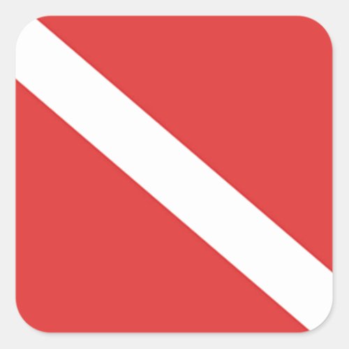 Scuba Diving Logo_ Divers Red White Flag Square Sticker