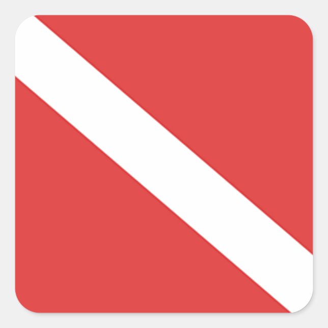 Scuba Diving Logo- Diver's Red White Flag Square Sticker (Front)