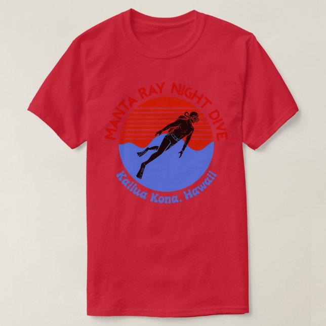 Scuba Diving Manta Ray Night Dive T-Shirt (Design Front)