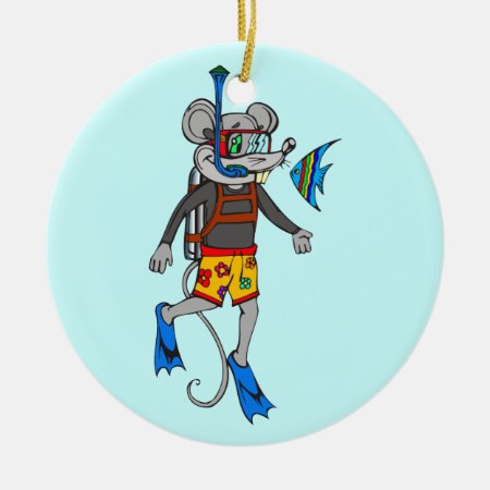 Scuba Diving Mouse Ceramic Ornament