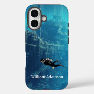 Scuba Diving on Sunken Ship personalize iPhone 16 Case