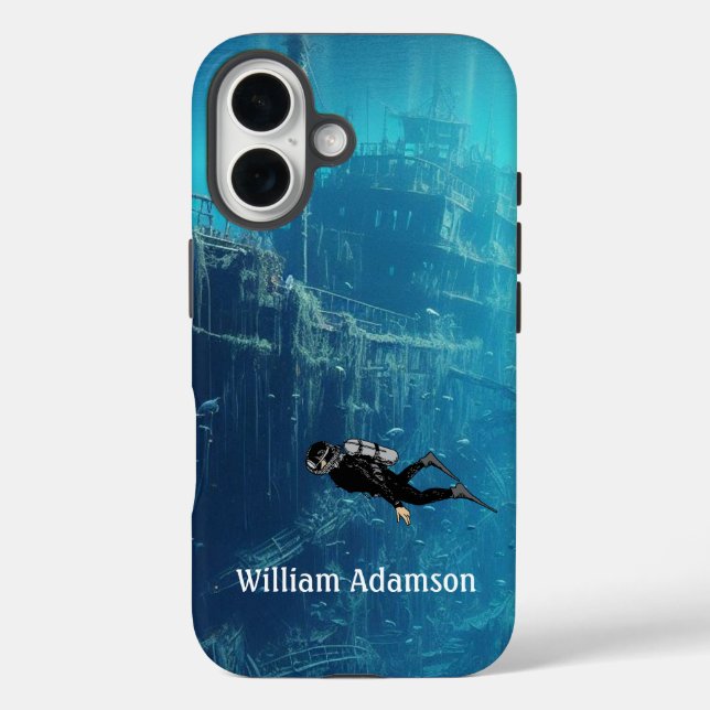 Scuba Diving on Sunken Ship personalize Case-Mate iPhone Case (Back)