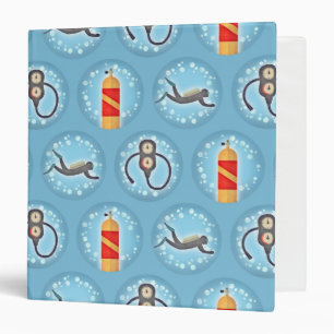 Scuba Diving Pattern - Cute Scuba Theme 3 Ring Binder