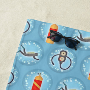 Scuba Diving Pattern - Cute Scuba Theme Beach Towel