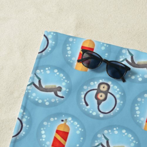 Scuba Diving Pattern _ Cute Scuba Theme Beach Towel