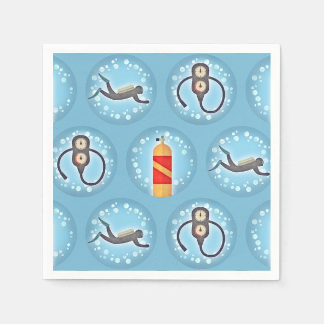 Scuba Diving Pattern - Cute Scuba Theme Napkins (Front)