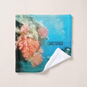 Scuba Diving Personalized Wash Cloth