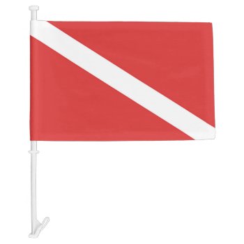 Scuba Diving Red Flag  Divers Car Flag by myMegaStore at Zazzle