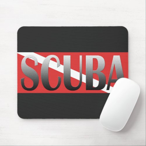 SCUBA DIVING RED SYMBOL FLAG MOUSE PAD