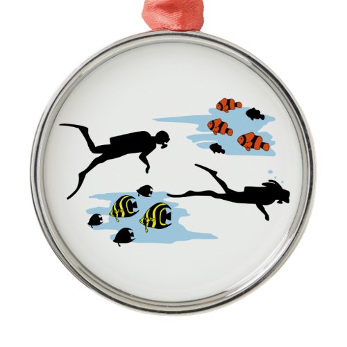 Scuba Diving Scene Metal Ornament