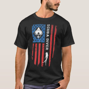 Scuba Diving Scuba Diver American Flag Usa Flag T-Shirt
