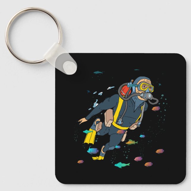Scuba Diving Scuba Diver Dive Ocean Marine Life An Keychain (Front)