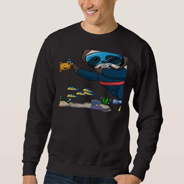 Scuba Diving Snorkeling Sloth Lazy Tired Dive Slee Sweatshirt (Front)