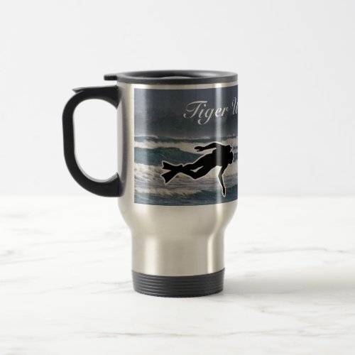 Scuba Diving sports silhouette ocean personalize  Travel Mug