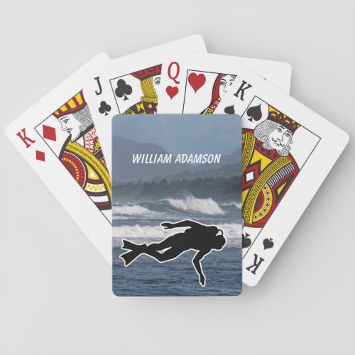 Scuba Diving sports silhouette ocean scene Playing Playing Cards