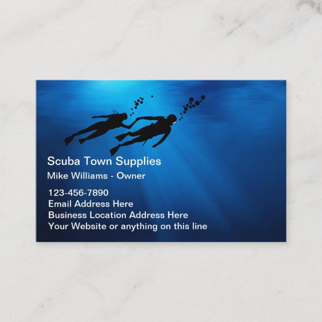 Scuba Diving Supplies And Classes Business Card (Front)