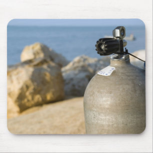 Scuba Diving Tank on Beach Mouse Pad