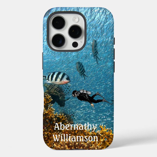 Scuba Diving underwater scene Diver personalize Case-Mate iPhone Case (Back)