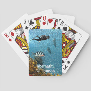 Scuba Diving underwater scene Diver personalize Poker Cards