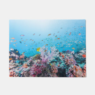 Scuba Diving With Colorful Reef And Coral Doormat