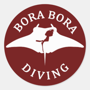 Scuba Diving With Manta Rays At Bora Bora Classic Round Sticker