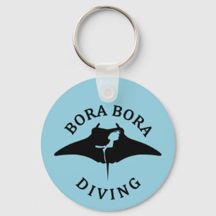 Scuba Diving With Manta Rays At Bora Bora Keychain