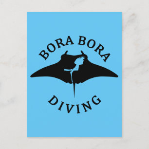 Scuba Diving With Manta Rays At Bora Bora Postcard