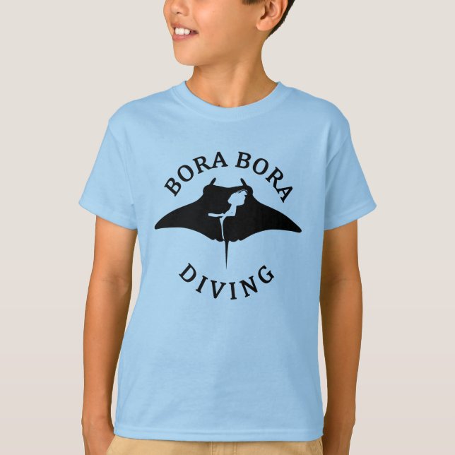 Scuba Diving With Manta Rays At Bora Bora T-Shirt (Front)