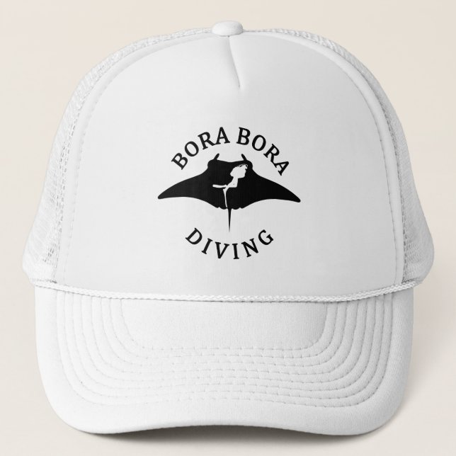 Scuba Diving With Manta Rays At Bora Bora Trucker Hat (Front)