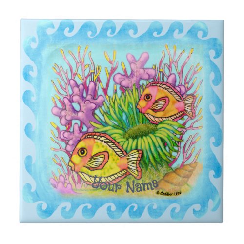Scuba Fish custom name  Ceramic Tile