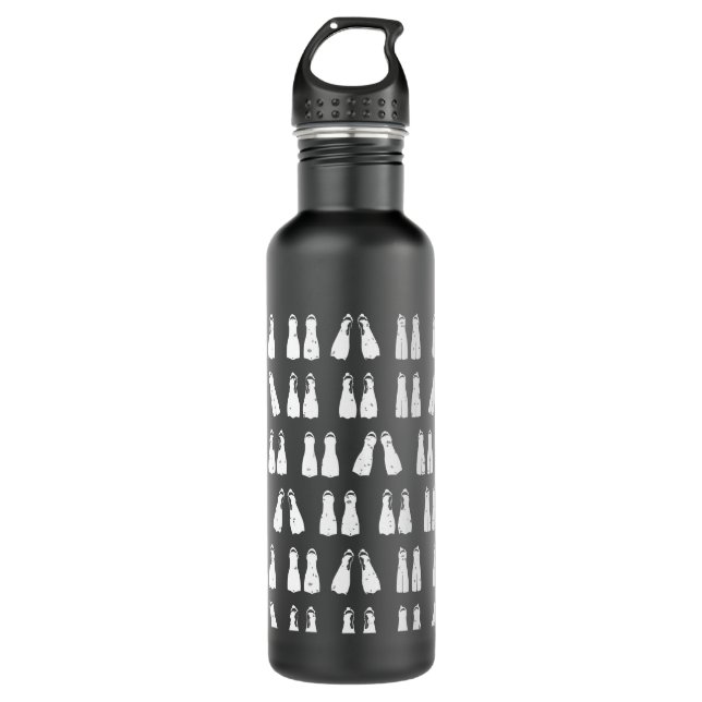 Scuba Flippers Black and White Pattern Stainless Steel Water Bottle (Front)