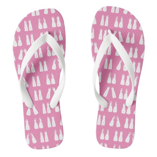 Scuba Girl Cute Pink and White Patterned Flip Flops