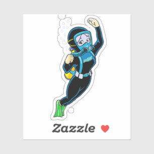 Scuba girl sticker