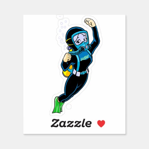 Scuba girl sticker